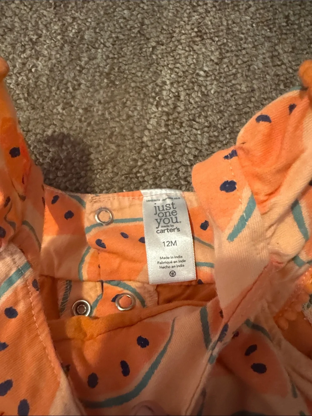 Watermelon Print Peach/orange colored Baby Dress - Picture 2 of 3